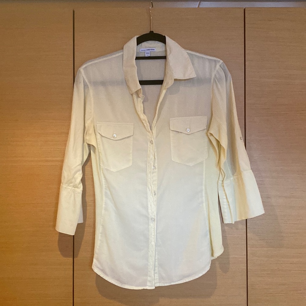 James Perse light yellow panel shirt Size 4 M/L